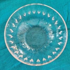 Vintage French Crystal Optic Leaf Bowl • Durand Luminarc Diamond Cut Centerpiece